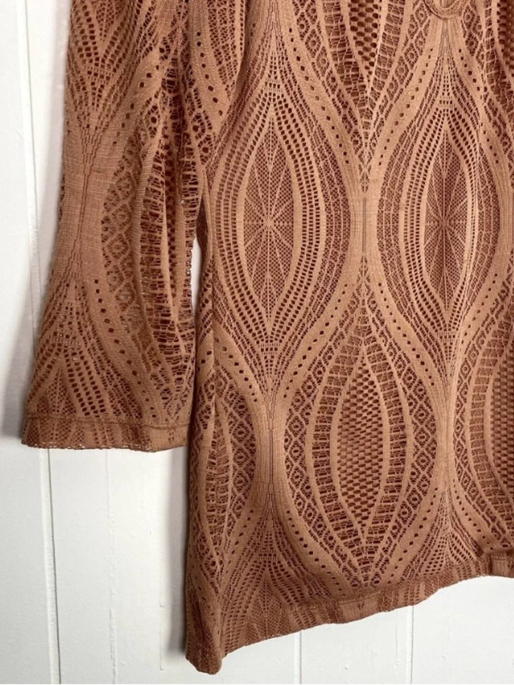 NWOT Free People Monaco Long Sleeve Lace Top Blush High Neck